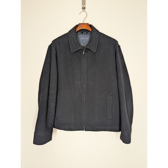 Banana Republic Mens Jacket Wool Cashmere Lined Coat Black Size XL Full Zip